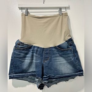 Articles of Society Women Maternity Jean Shorts Distressed Over Belly Size 30
